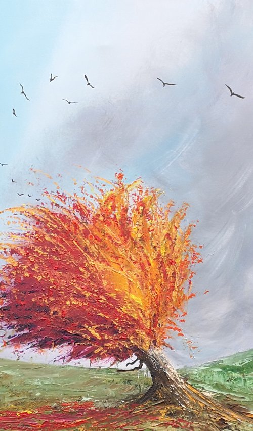 Blustery Autumn Day -  Landscape by Mel Graham