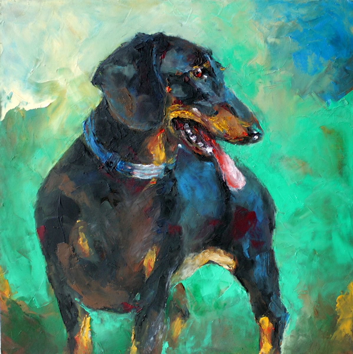 dachshund portrait in small format by Olga David