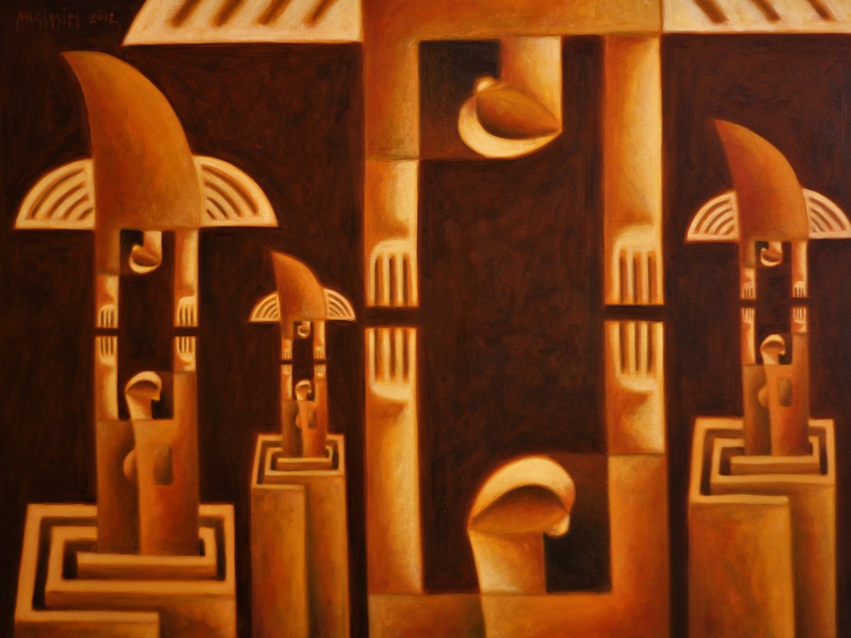 Surrealistic Portrait Oil Painting By Malasits Zsolt, 39 X 30", Labyrinths Of Life, Original Artwork