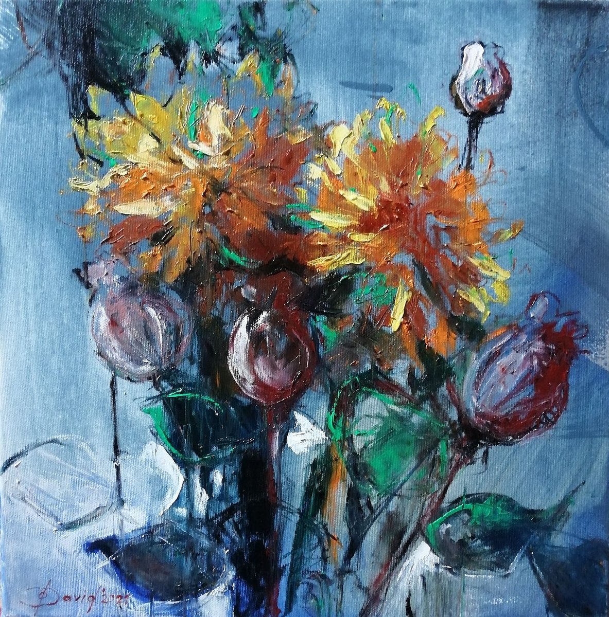 Yellow chrysanthemums by Olga David