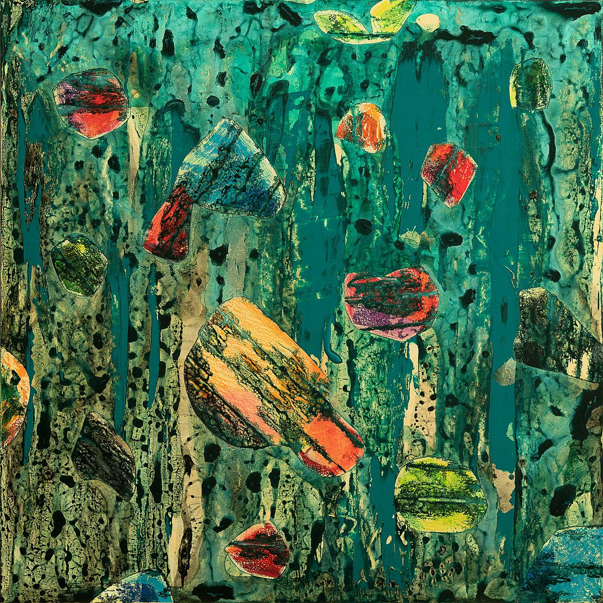 Abstract Landscape Acrylic Painting By Uwe Fehrmann, 20 X 20", Lagoon, 1, Original Artwork