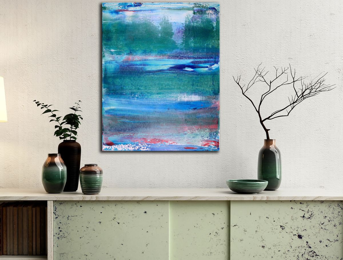 Abstract Acrylic Painting By Nestor Toro, 16 X 20", Cloudy Skies 2 By Nestor Toro, Original Artwork