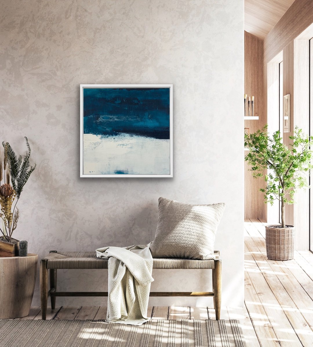 Expressive Abstract Acrylic Painting By Kath Edwards, 25 X 25", Point Of Departure, Original Artwork