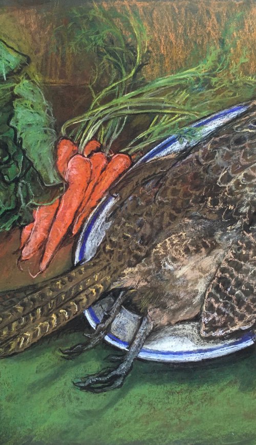 Pheasant and cabbage still life by Patricia Clements