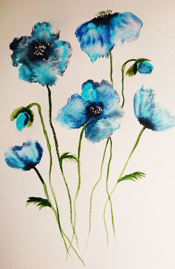 flowers blue 16" x 12"
