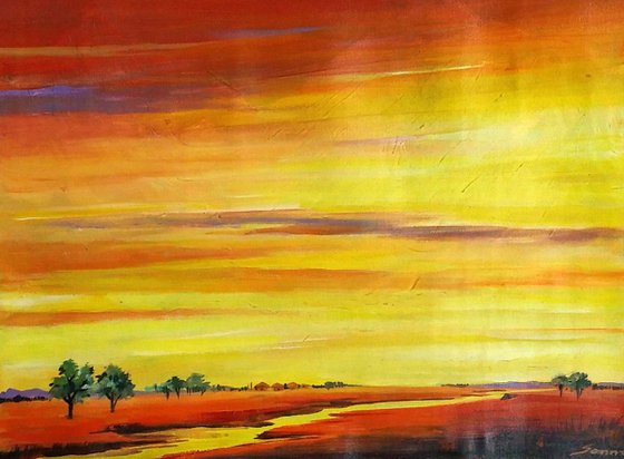 Rural Summer Sunset - Acrylic on Canvas
