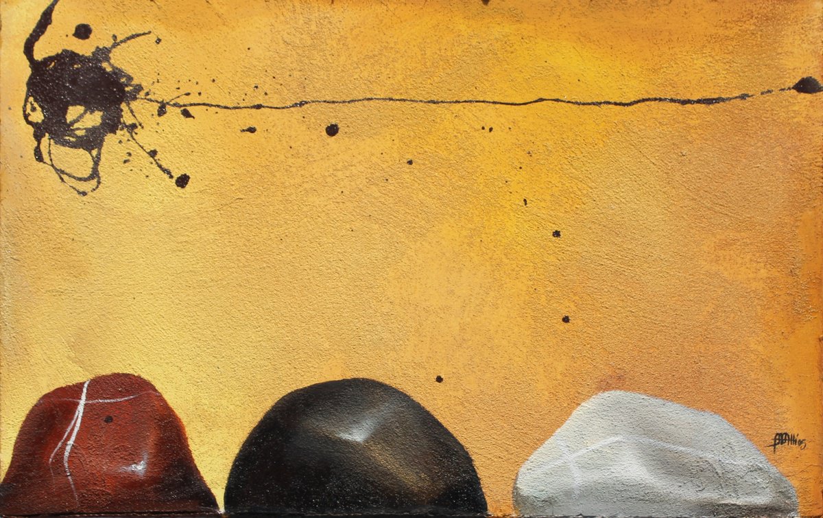 Still Life Oil Painting By Nicoletta Bagatti, 20 X 13", Sassi - Viaggio 3656, Original Artwork