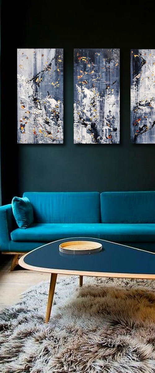 150x100cm. / Abstract triptych / Abstract 2270 by Alex Senchenko