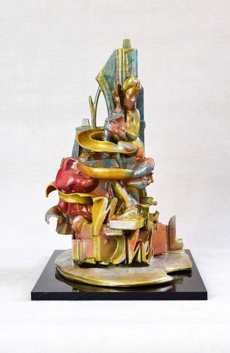 Urban And Pop Portrait Sculpture By Nikolay Devnenski, 12 X 13", Twice Upon A Time, Original Artwork