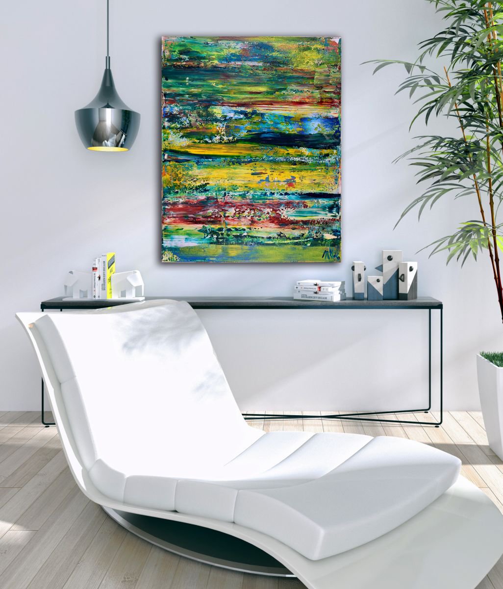 Abstract Acrylic Painting By Nestor Toro, 16 X 20", Spontaneous Fantasy, Original Artwork