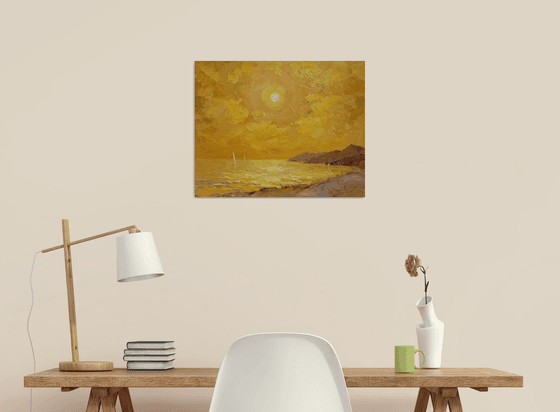 Yellow evening by sea