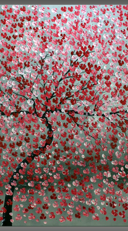 Spring Rise - Supersize acrylic painting cherry blossoms by Edelgard Schroer