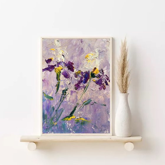 MINI VERY PERI IRISES - 3 Set Purple Iris. 3 Set Blue iris. 3 Set Wall Art.