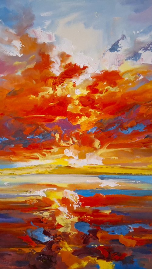 Fiery Glow Over the Silent Sea by Andrej  Ostapchuk