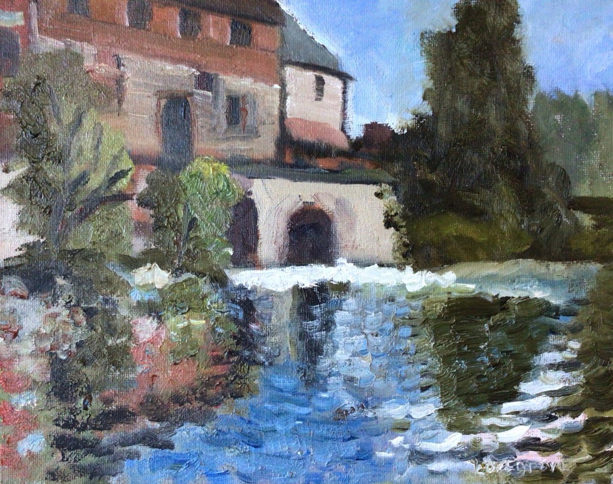 Impressionistic Cityscapes Oil Painting By Julian Lovegrove Art, 10 X 8", The Old Mill At Salisbury, Original Artwork