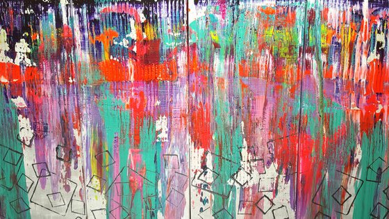 Brain vs. Emotions - large multi - panelled abstract painting