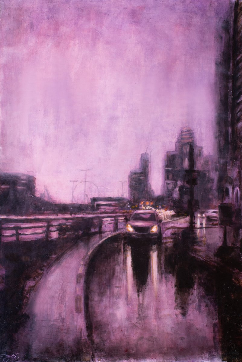Impressionistic Cityscapes Oil Painting By Angela Suto, 28 X 41, Your November, Original Artwork