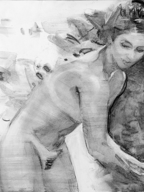 Charcoal drawing on paper "Nude"