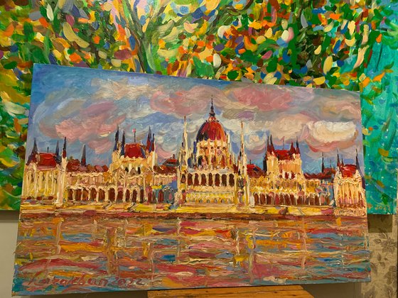 Budapest - Cityscape. Hungary - Architerture parliament - 60x100