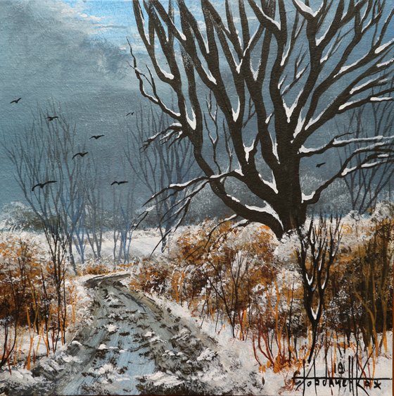 Winter road Acrylic on panel 20*20cm