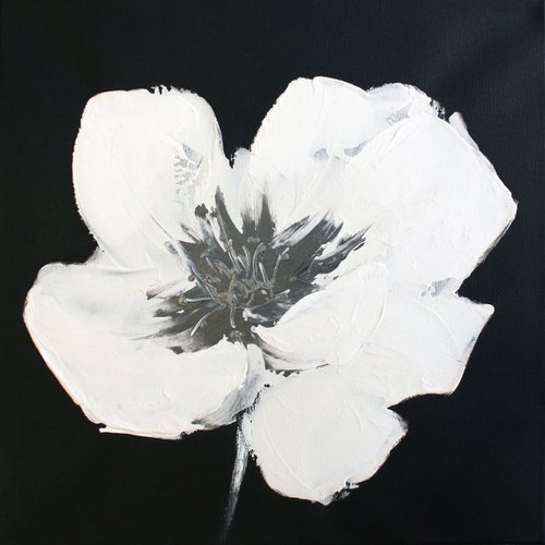 White Poppy I /  ORIGINAL PAINTING by Salana Art Gallery