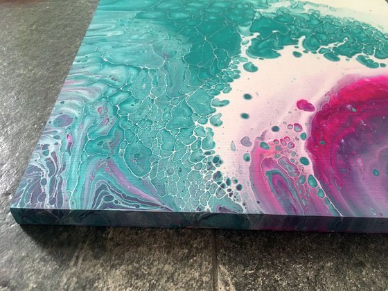 "A Bit Of The Bubbly" - FREE USA SHIPPING - Original Abstract PMS Fluid Acrylic Painting - 14.25 x 16 inches