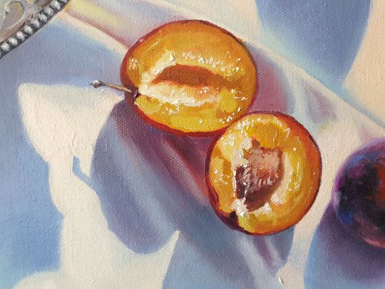 "Honey plums. "  still life summer liGHt original painting  GIFT (2020)