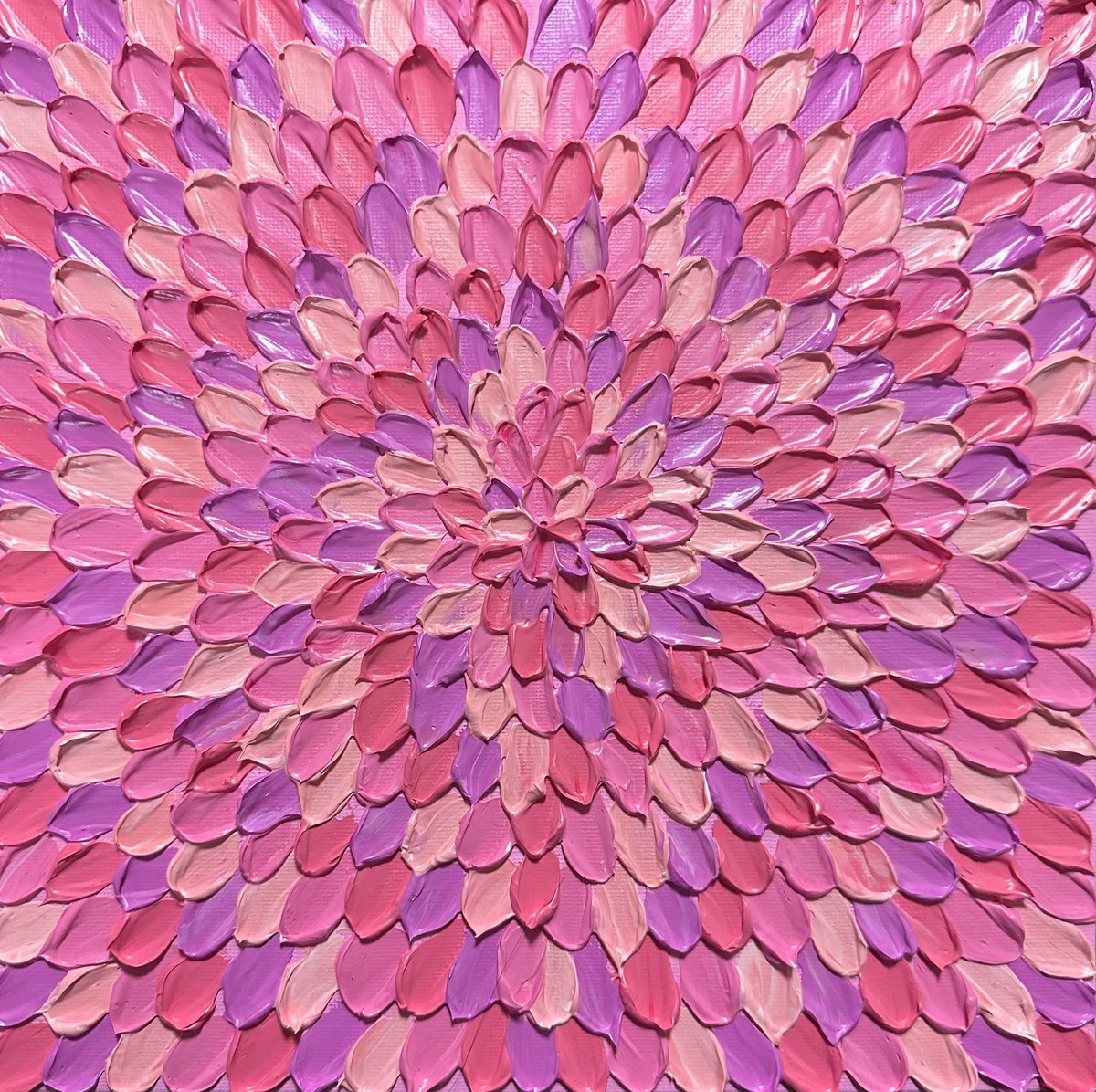 Geometric Abstract Acrylic Painting By Guzaliya Xavier, 10 X 10, Pink Romance I, Original Artwork