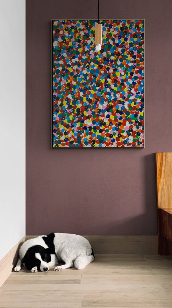 Colour Space painting (H)135x(W)100cm. - Cerizarbo N-10 - Vibrant Colors Spot painting