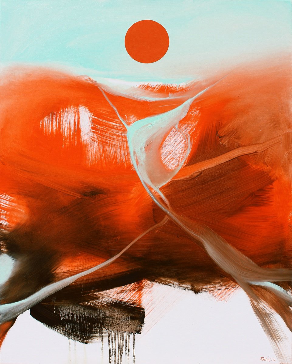 Abstract Landscape Oil Painting By Emma Pesti, 31 X 39, Heartlines, Original Artwork