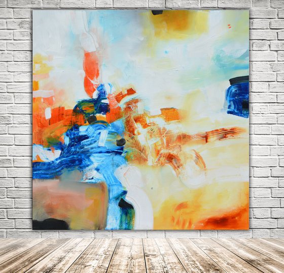 ABSTRACT PAINTING - ORIGINAL WHITE, BLUE - Welcome to Blue