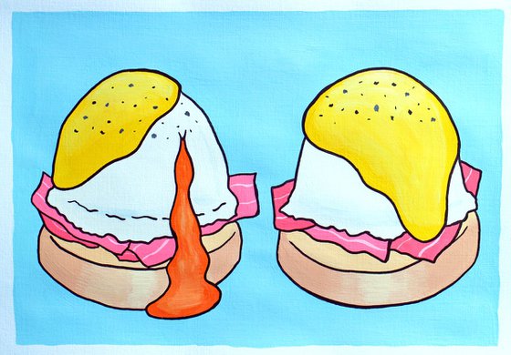 Eggs Benedict Pop Art Painting On A4 Paper