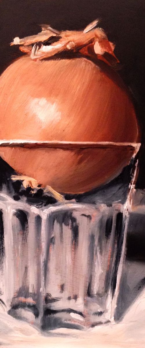 Onion in a glass - original oil painting- 20 x 20 cm (8' x 8') by Carlo Toma
