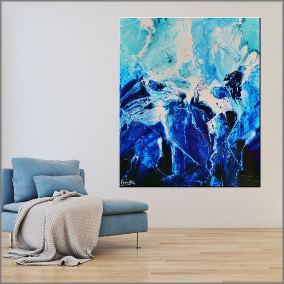 Aquatic Mantle 120cm x 100cm Blue Abstract Art