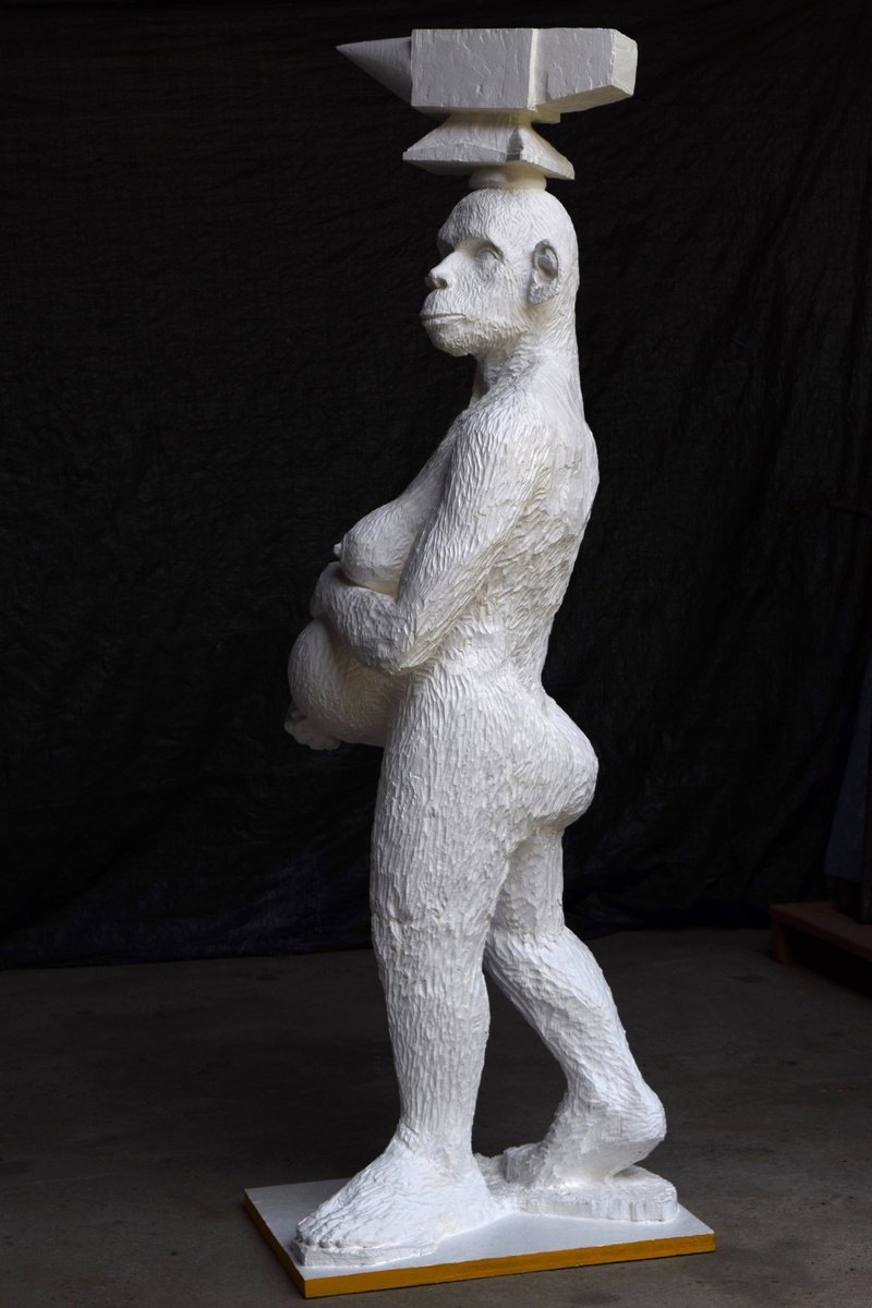 Portrait Wood Sculpture By Antonio Mele, 20 X 68, Multitasking Work, Original Artwork