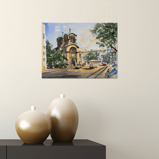 Aleksandar Nevski church Belgrade 25x35cm 2020