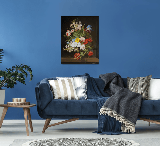 Dark Floral Still Life with Tulips