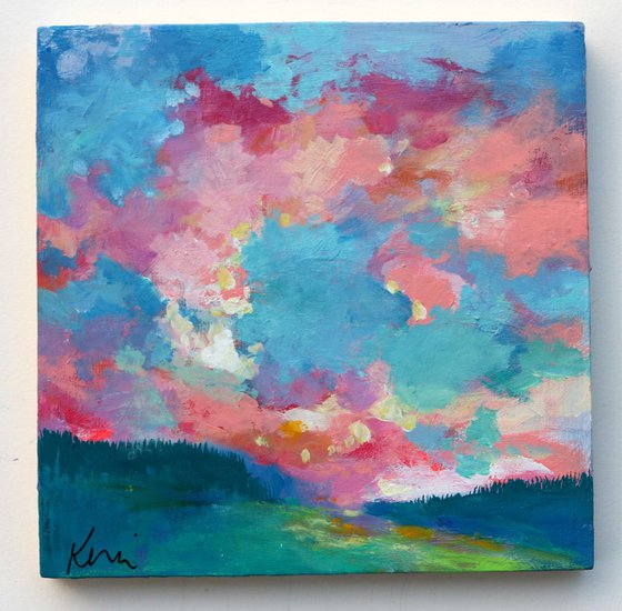 Spring Cloud Study 2 8x8" Modern Impressionist Cloud Study Original