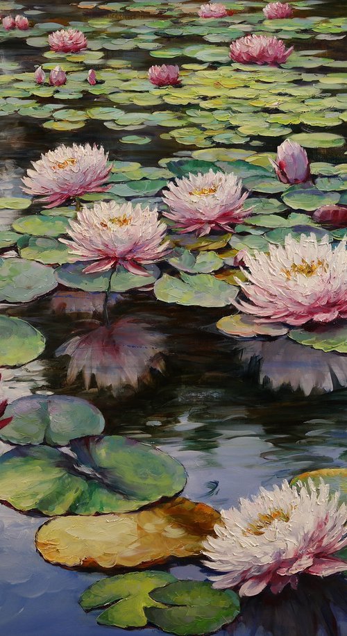 "Pink Lilies on the Pond" by Gennady Vylusk