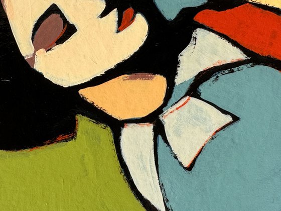 Clown Woman Painting - Original Art 8x8 inch