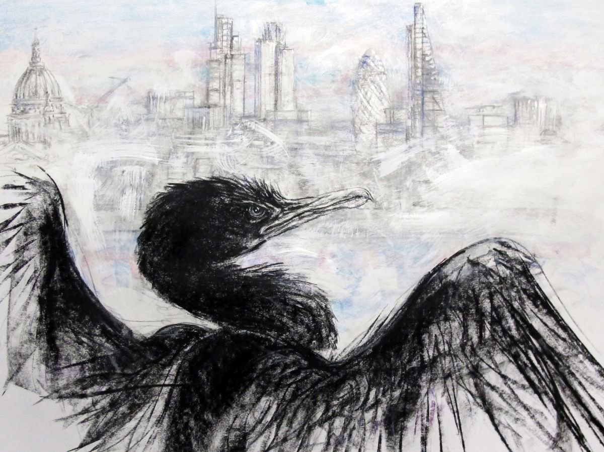 Surrealistic Animal Drawing By John Sharp, 47 X 35, London Gothic3, Original Artwork