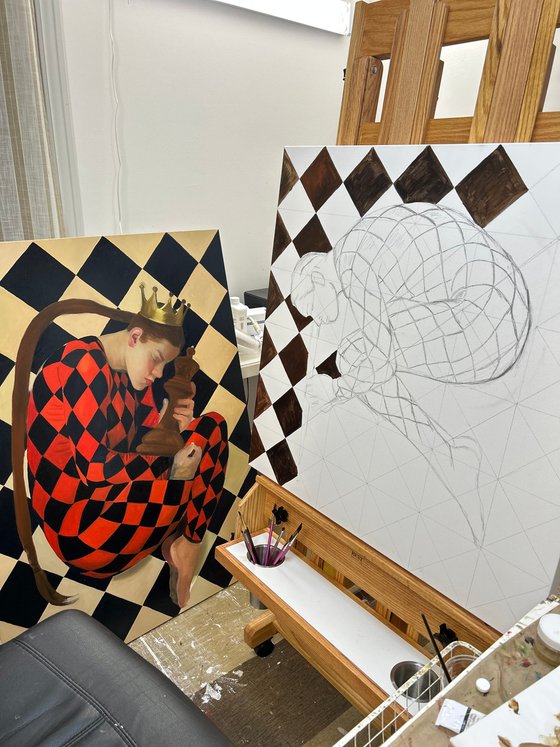 Original oil painting Equilibrist