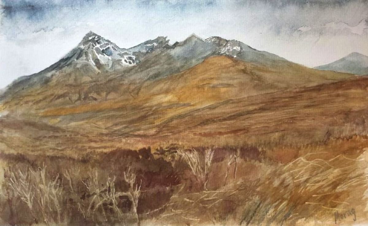 Impressionistic Landscape Watercolour By Morag Paul, 28 X 20", Black Cuillin, Isle Of Skye, Original Artwork