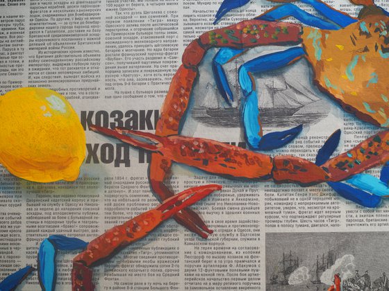 Crabs on the newspaper