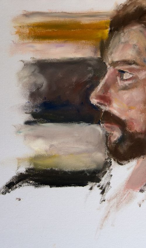 "Assistant" Portrait of a Man oil On Paper by Ryan  Louder