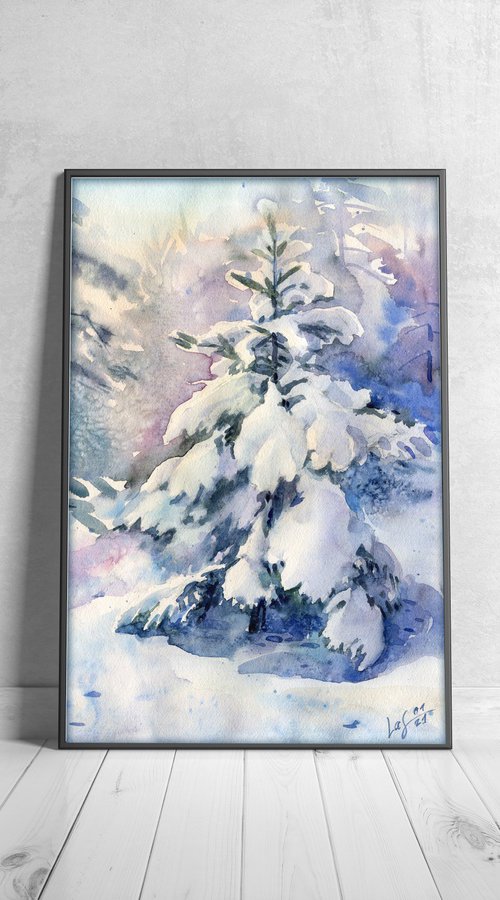 Spruce in the snow, winter by SVITLANA LAGUTINA