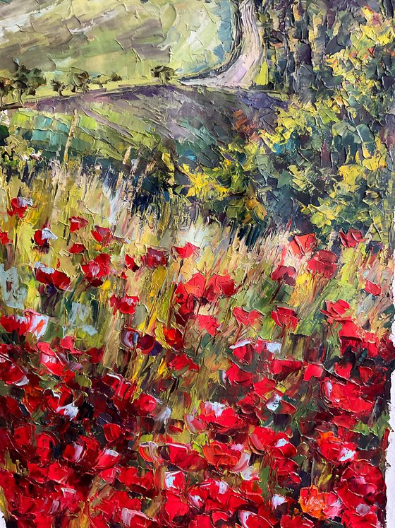 "Poppies of Tuscany. Before the rain."