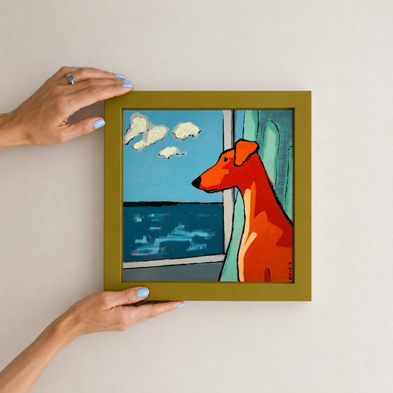Painting "Dog looking toward the sea"