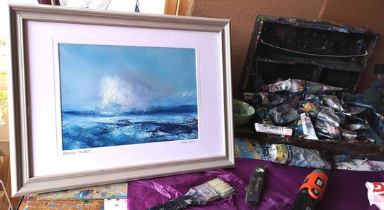 Passing Tempest - Framed Oil, Emotional Art, Seascape