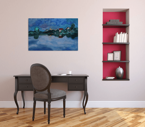 Twilight time.Moon rising